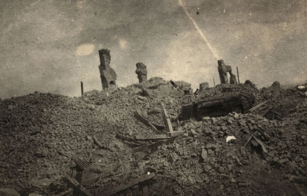 Bombed ruins at Messines.